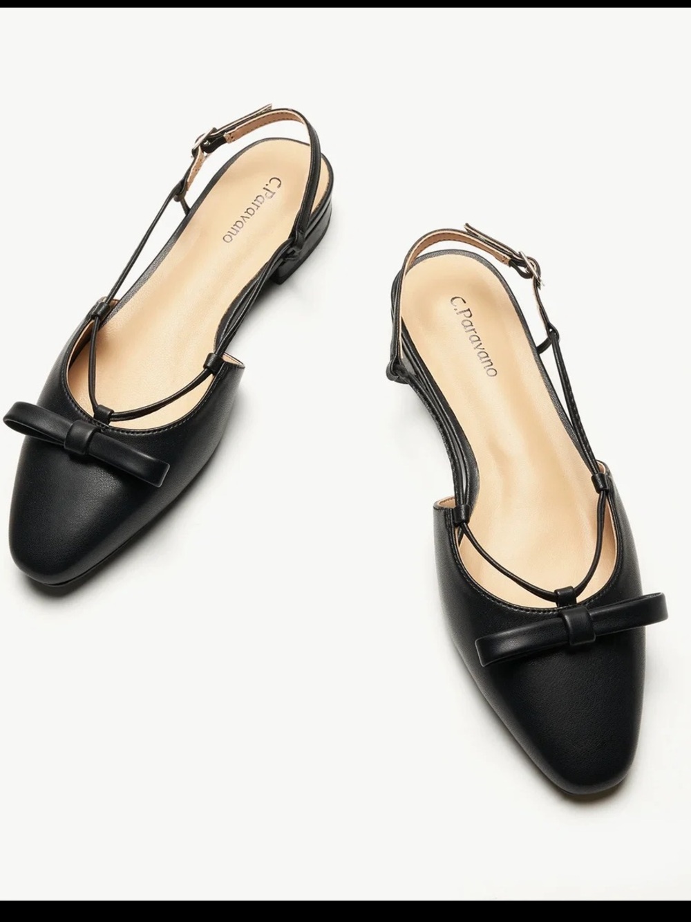 NWT C.Paravano Bow Slingback Flats (Lena E)
Black
